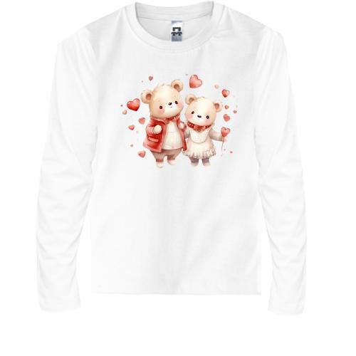 Детская футболка с длинным рукавом с влюбленными плюшевыми мишками (2)