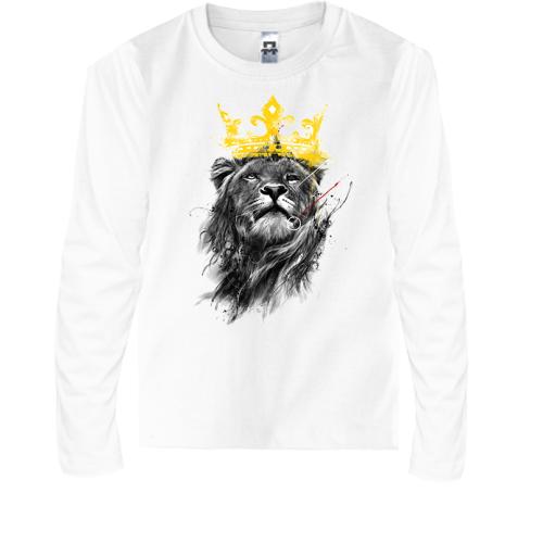 Детская футболка с длинным рукавом со львом в короне