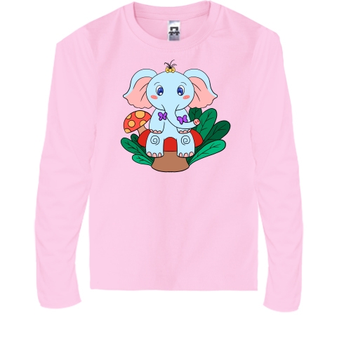 Детская футболка с длинным рукавом со слоником в лесу