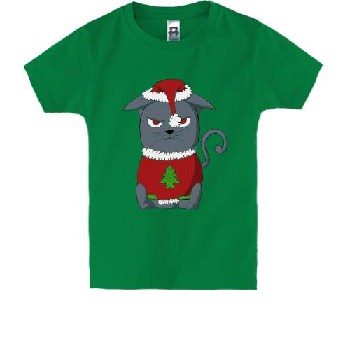 Дитяча футболка з котиком, який не любить Різдво