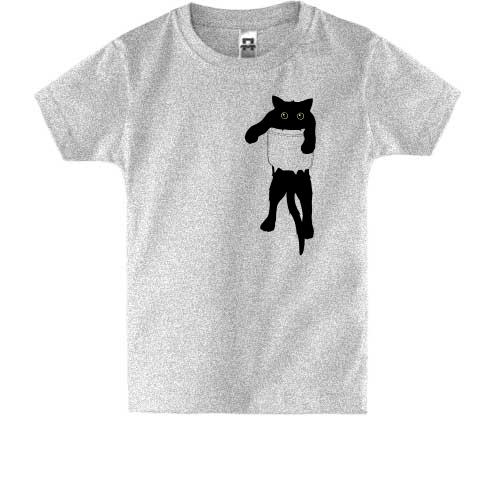 Детская футболка с котиком в кармане
