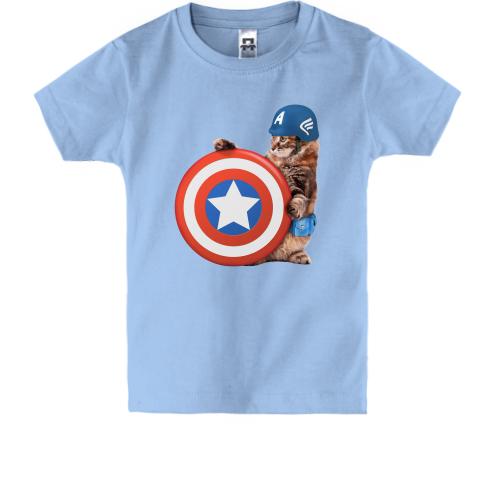 Дитяча футболка з котом - Капітан Америка