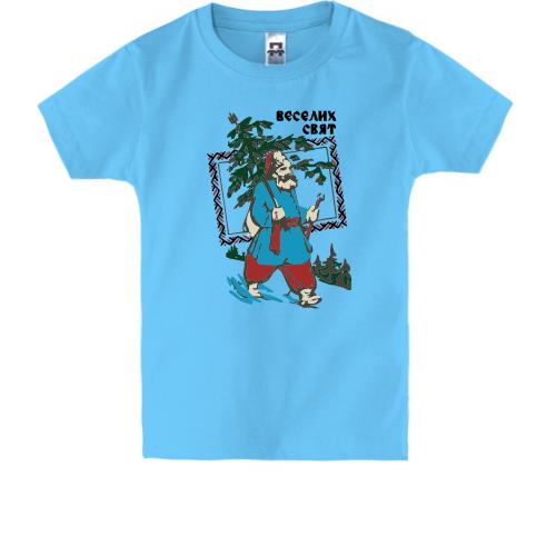 Детская футболка с козаком и ёлкой 