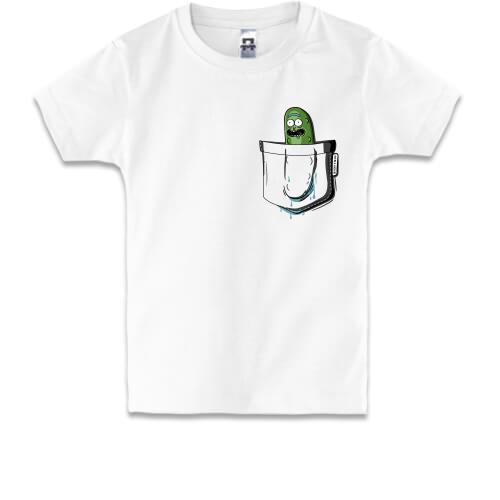Детская футболка с огурчиком Риком в кармане