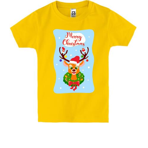 Дитяча футболка з оленем та прикрашеними рогами 