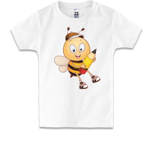 Детская футболка с пчелой и карандашом