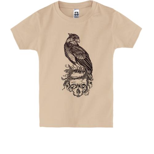 Дитяча футболка з птахом на черепі