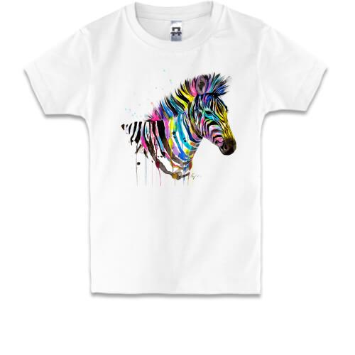 Детская футболка с разноцветной зеброй