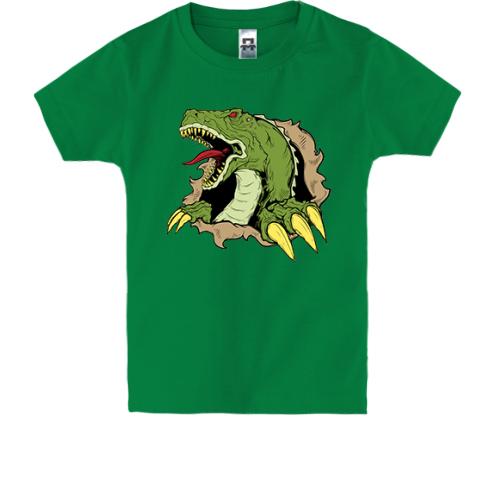 Детская футболка с вырывающимся динозавром (2)