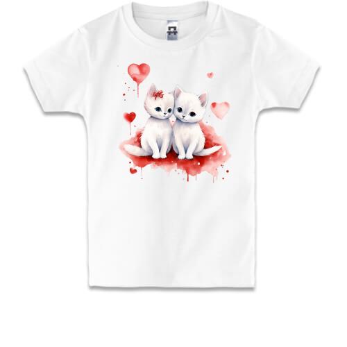 Детская футболка с влюбленными кошечками