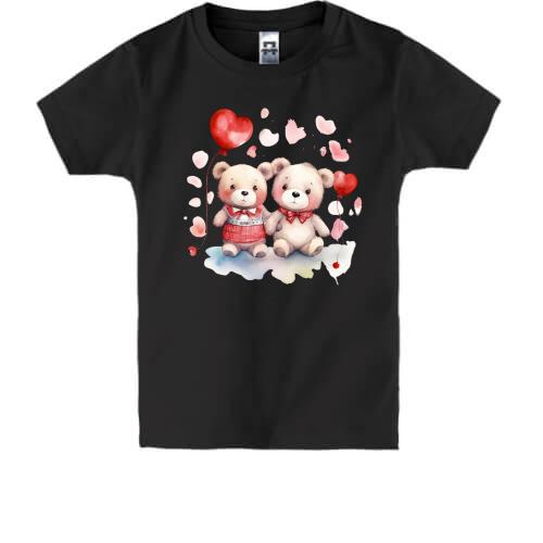 Детская футболка с влюбленными плюшевыми мишками