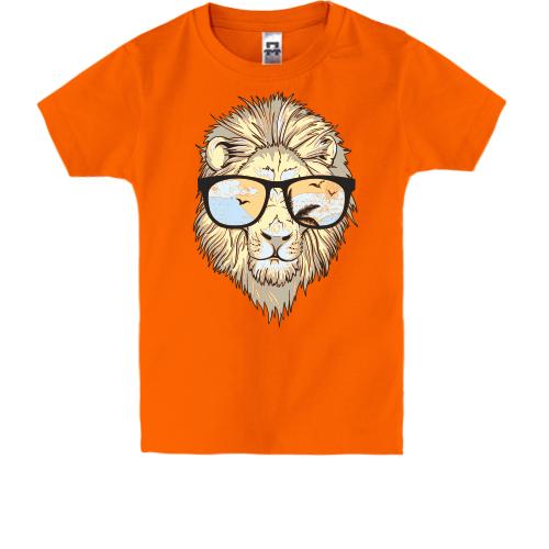 Детская футболка со львом в очках