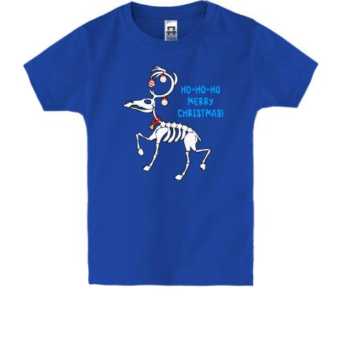 Детская футболка со скелетом оленя Санты 