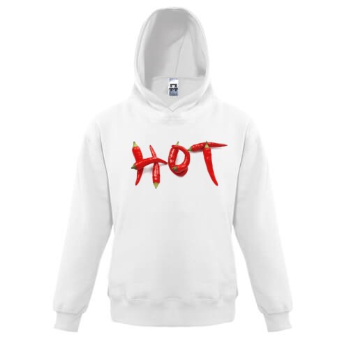 Детская толстовка с надписью «HOT», составленной из красного острого перца