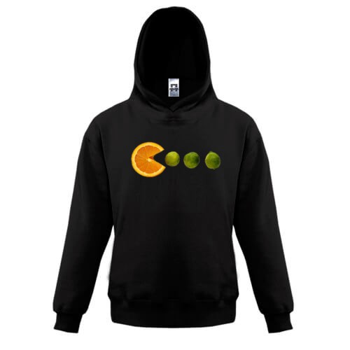 Дитяча толстовка із часточкою апельсина у вигляді персонажа Pac-Man та трьома лаймами