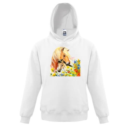 Детская худи с лошадьми в цветах