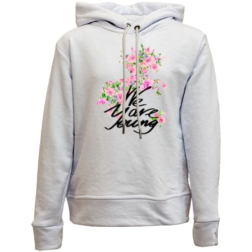 Детский худи без флиса с цветочной лошадью We are young