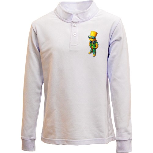 Дитячий лонгслів поло Барт в окулярах