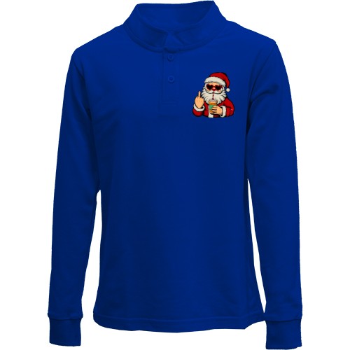 Детский лонгслив поло Санта с глинтвейном