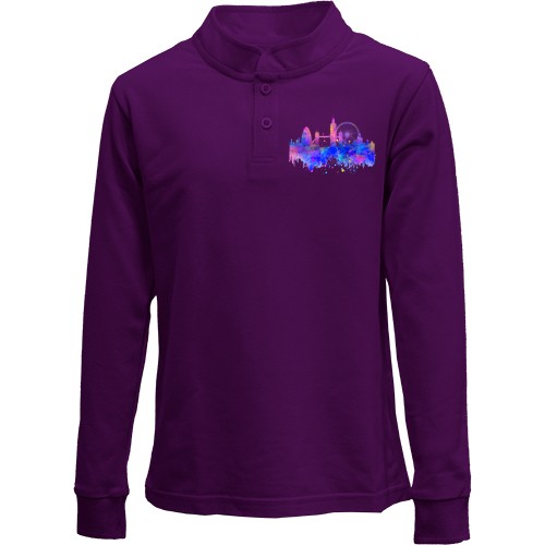 Детский лонгслив поло c акварельным Лондоном