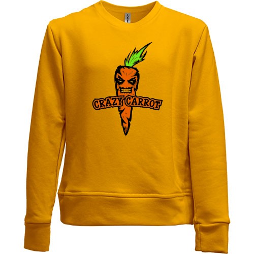 Детский свитшот без начеса с агрессивной морковью и надписью «CRAZY CARROT»