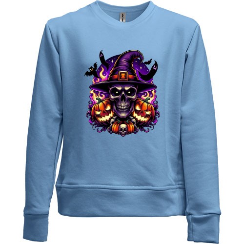 Детский свитшот без начеса Джек череп с тыквами