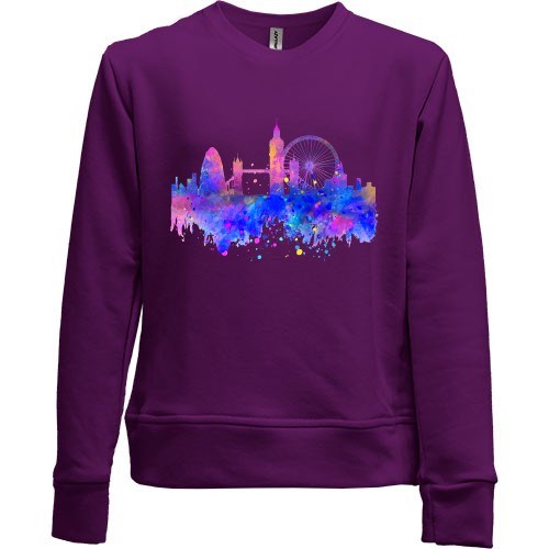 Дитячий світшот без начісу з акварельним Лондоном