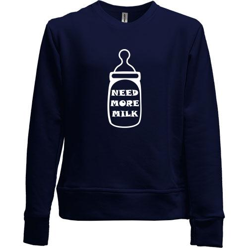 Дитячий світшот без начісу з написом Need more milk
