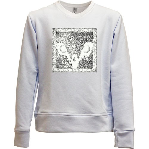 Дитячий світшот без начісу з пташкою намальованою крапками