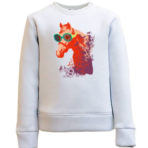 Детский свитшот с лошадью в очках