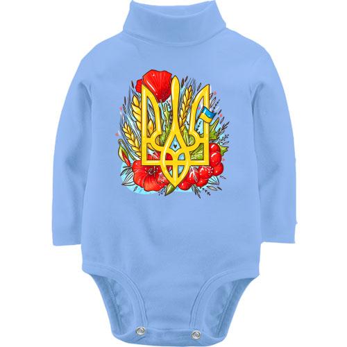 Дитячий боді LSL з гербом України (маки та калина)