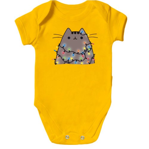 Дитячий боді з Пушин котом в гірляндах