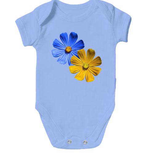 Дитячий боді із жовто-синіми квітками