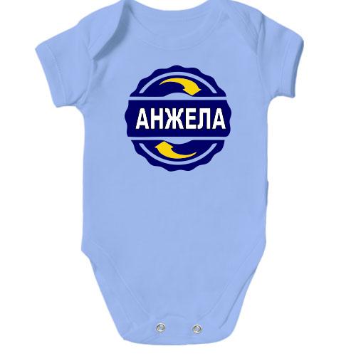 Детское боди с с именем Анжела в круге