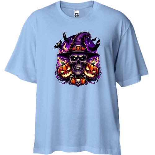 Футболка oversize Джек череп з гарбузами