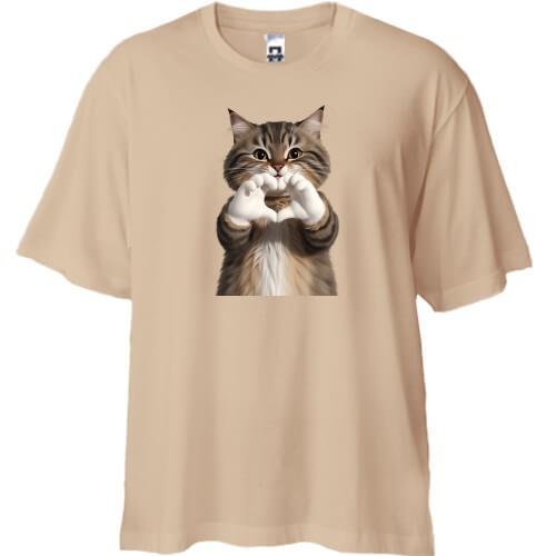 Футболка oversize Кіт із серцем