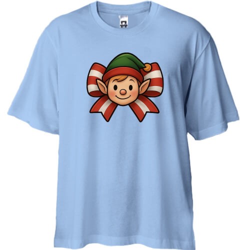 Футболка Oversize Новогодний эльф с бантом