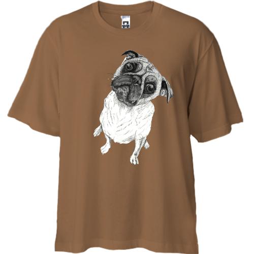 Футболка oversize з мопсом