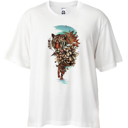 Футболка oversize з пораненим тигром