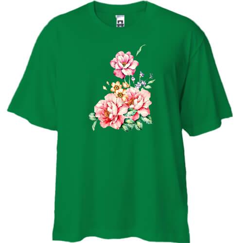 Футболка oversize з малюнком квітів (3)