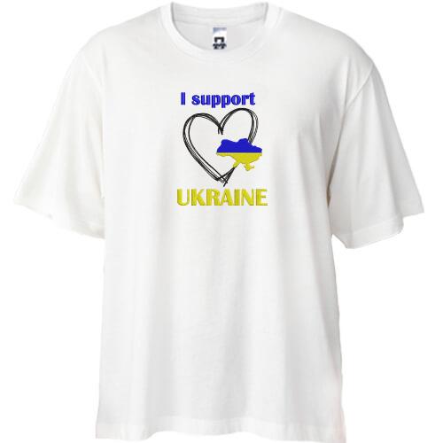 Футболка oversize з вишивкою I Support Ukraine