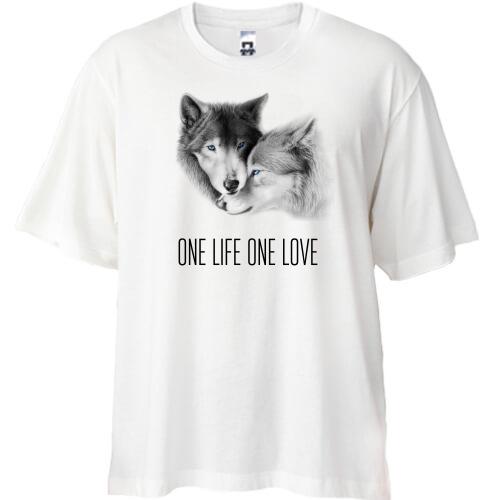Футболка oversize з вовками One Life One Love