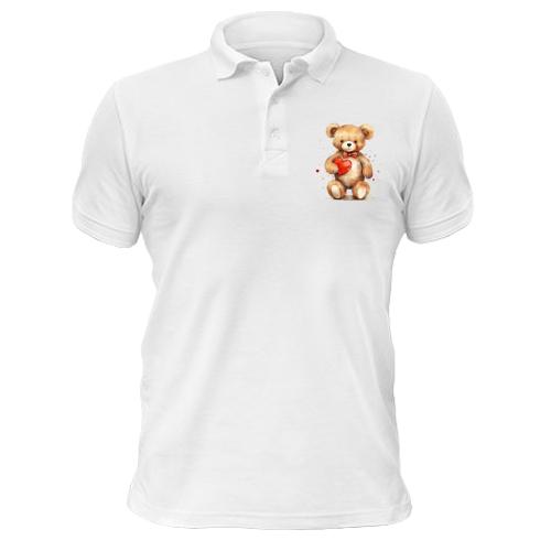 Чоловіча футболка-поло Плюшевий ведмедик з серцем (2)