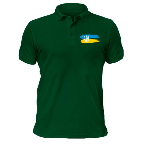 Чоловіча футболка-поло з гербом України і фарбами
