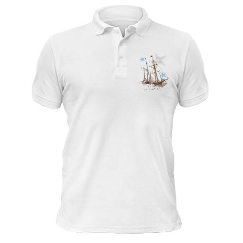 Чоловіча футболка-поло з кораблем і зірками