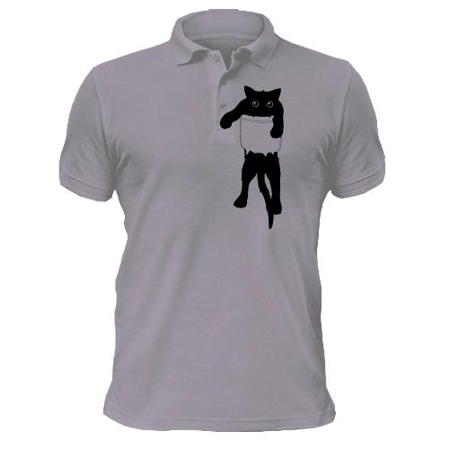 Чоловіча футболка-поло з котиком у кишені