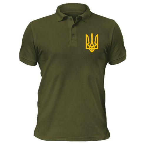 Чоловіча футболка-поло з маленьким гербом України на грудях