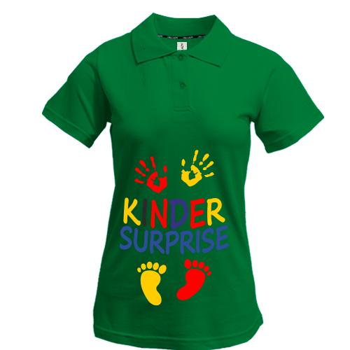 Жіноча футболка-поло з написом Кіндер сюрприз