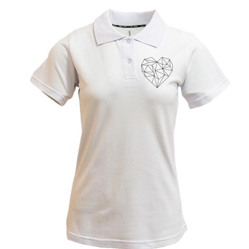 Жіноча футболка-поло з полігональним серцем