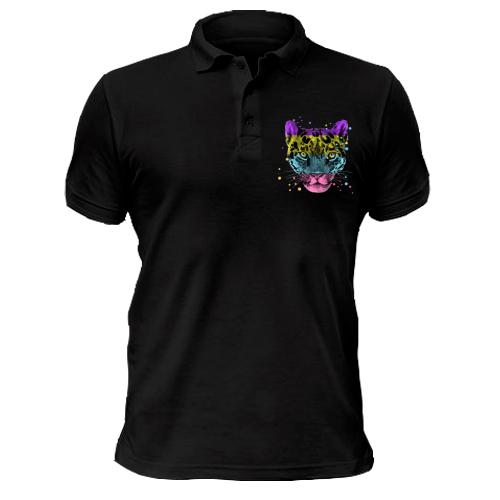 Чоловіча футболка-поло з різнобарвним леопардом (2)